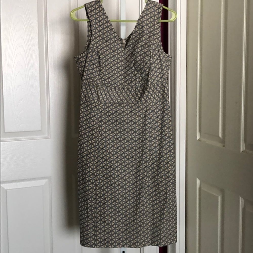 Gap khaki &blue geometric stretch cotton dress 8